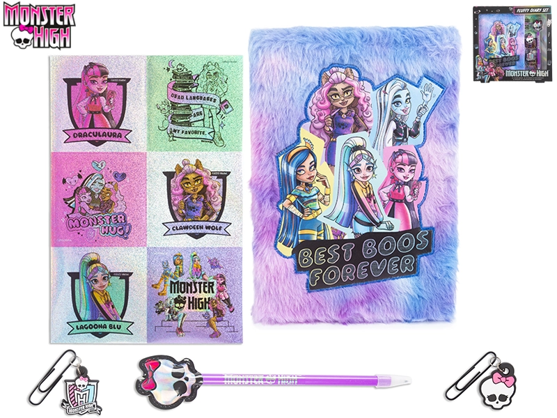 Plyšový deníček MONSTER HIGH s nálepkami