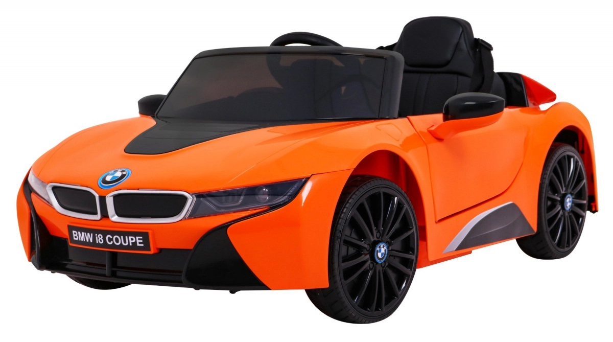 Levně Dětské elektrické autíčko BMW i8 Coupe s dálkovým ovládáním – oranžové