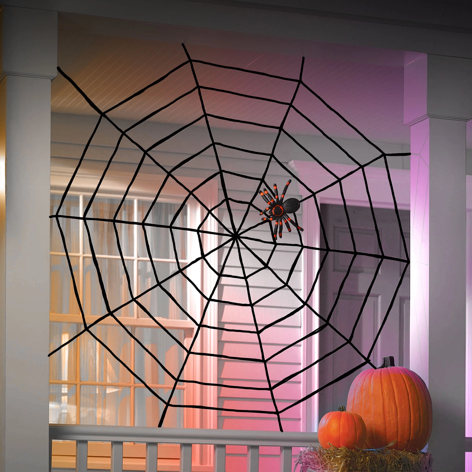 Plyšová halloweenská pavučina černá 200 cm