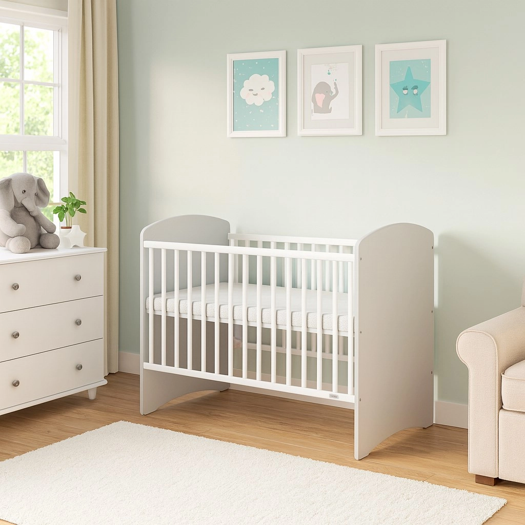 New Baby LEO Dětská postýlka bílo-šedá