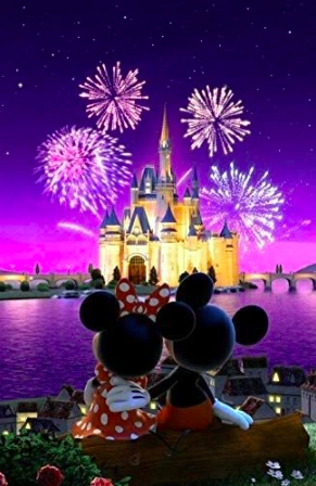 Levně Sada na diamantové malování - Silvestrovský Disney zámek s Mickeym a Minnie