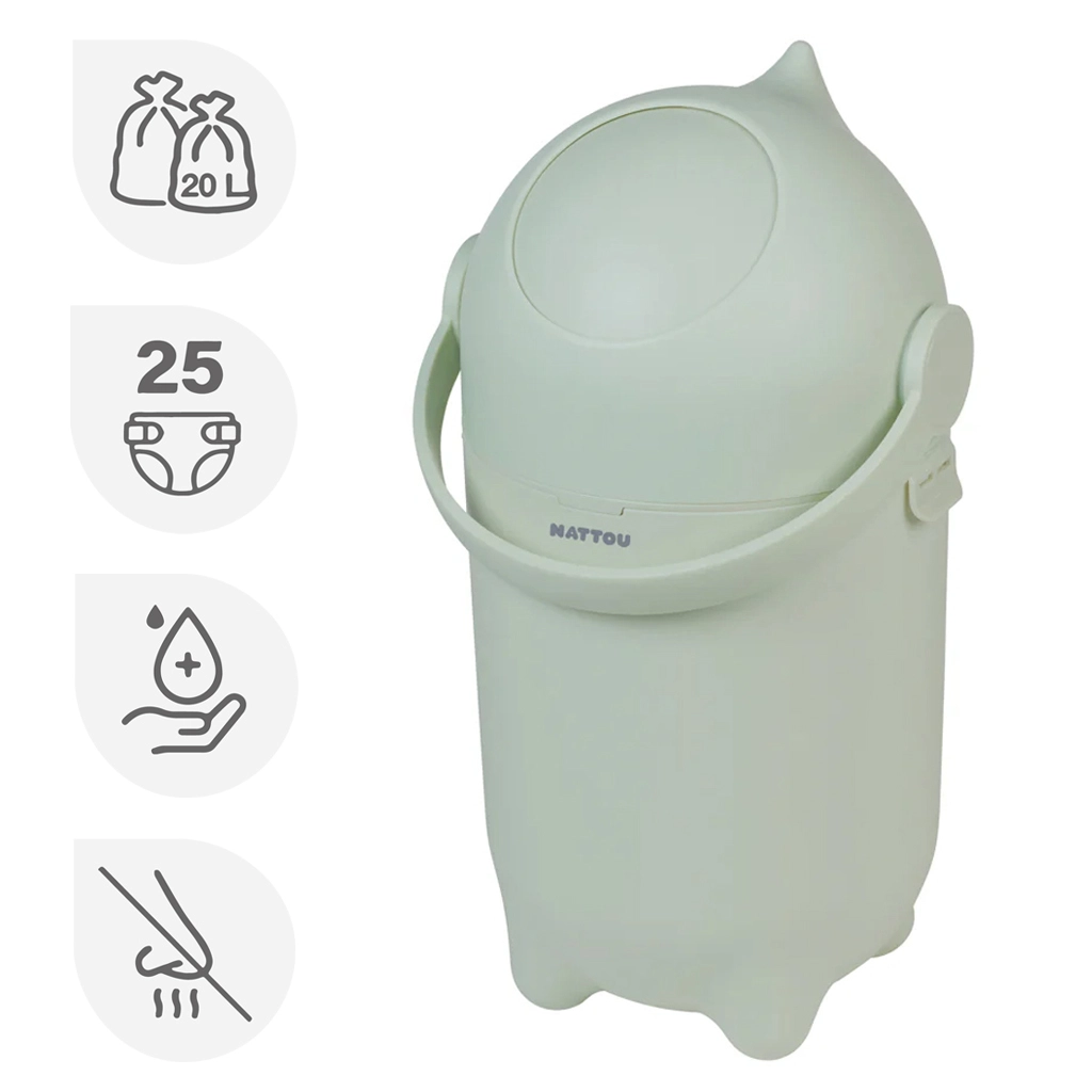 Nattou Koš na pleny Dropy Green 27 cm 20 litrů