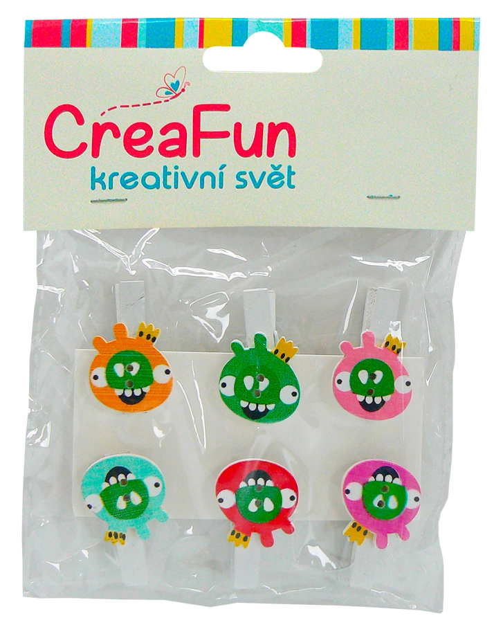 Barevné svorky ve tvaru ptáčka, 6 ks