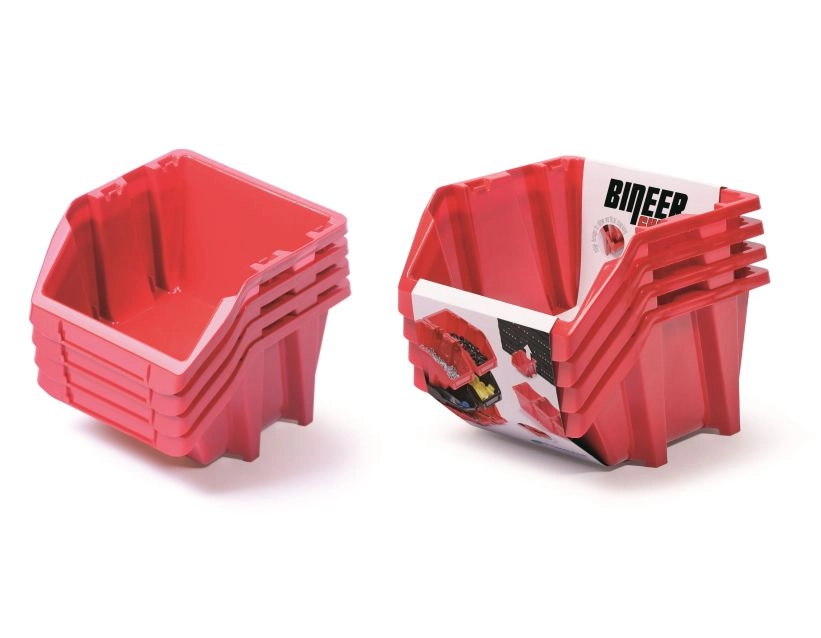 Levně PROSPERPLAST Set plastových úložných boxů 4ks BINEER SHORT SET 272 x 238 x 236 cmčervený