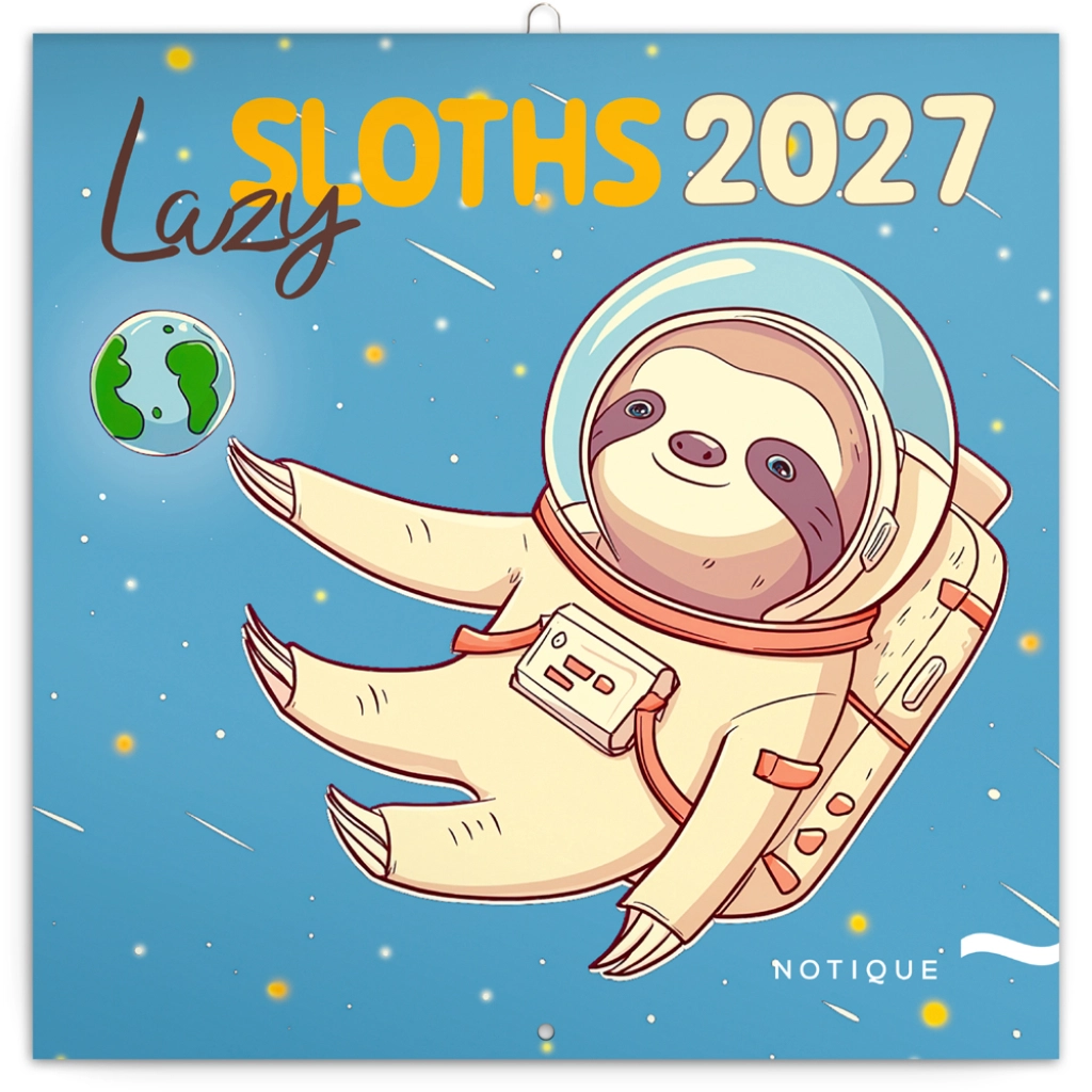 Notique nástěnný poznámkový kalendář Lazy Sloths 2027, 30 × 30 cm