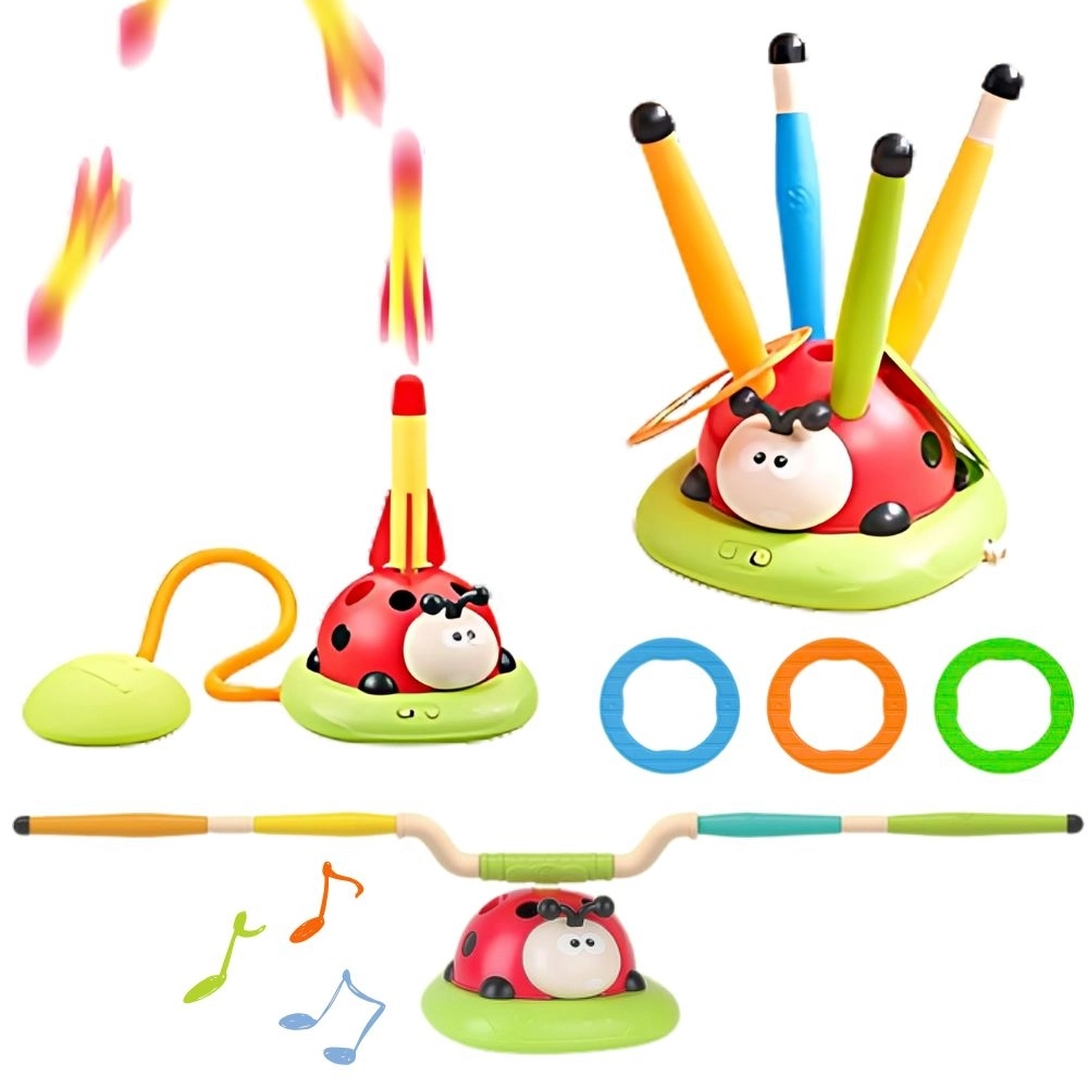 WOOPIE Interaktivní hra pro děti 3v1: Raketomet, Švihadlo, Hra s terčem Beruška