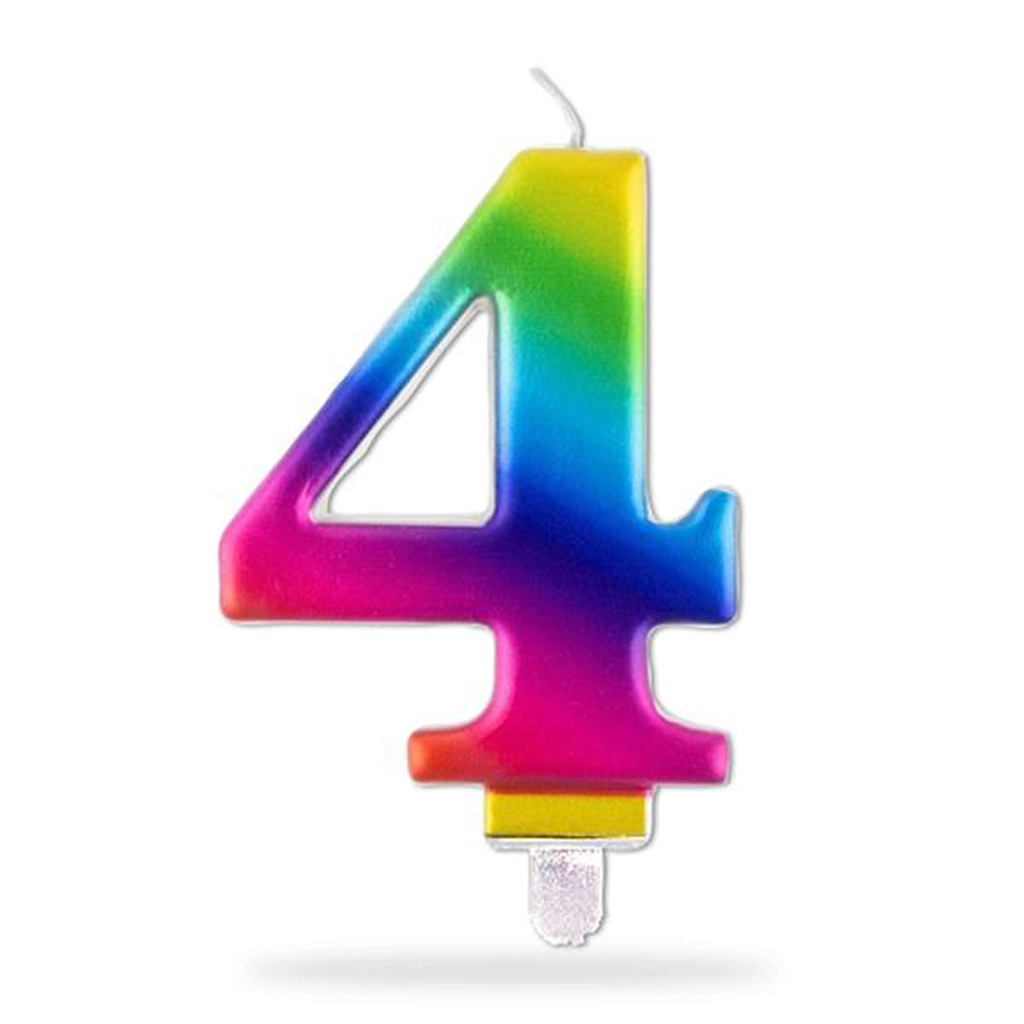 Toro Svíčka číslice 4 zapichovací 7,5cm duhová