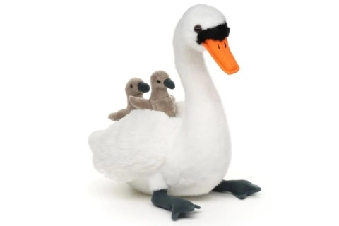 Plyšová labuť s mláďaty 25 cm Eco-friendly