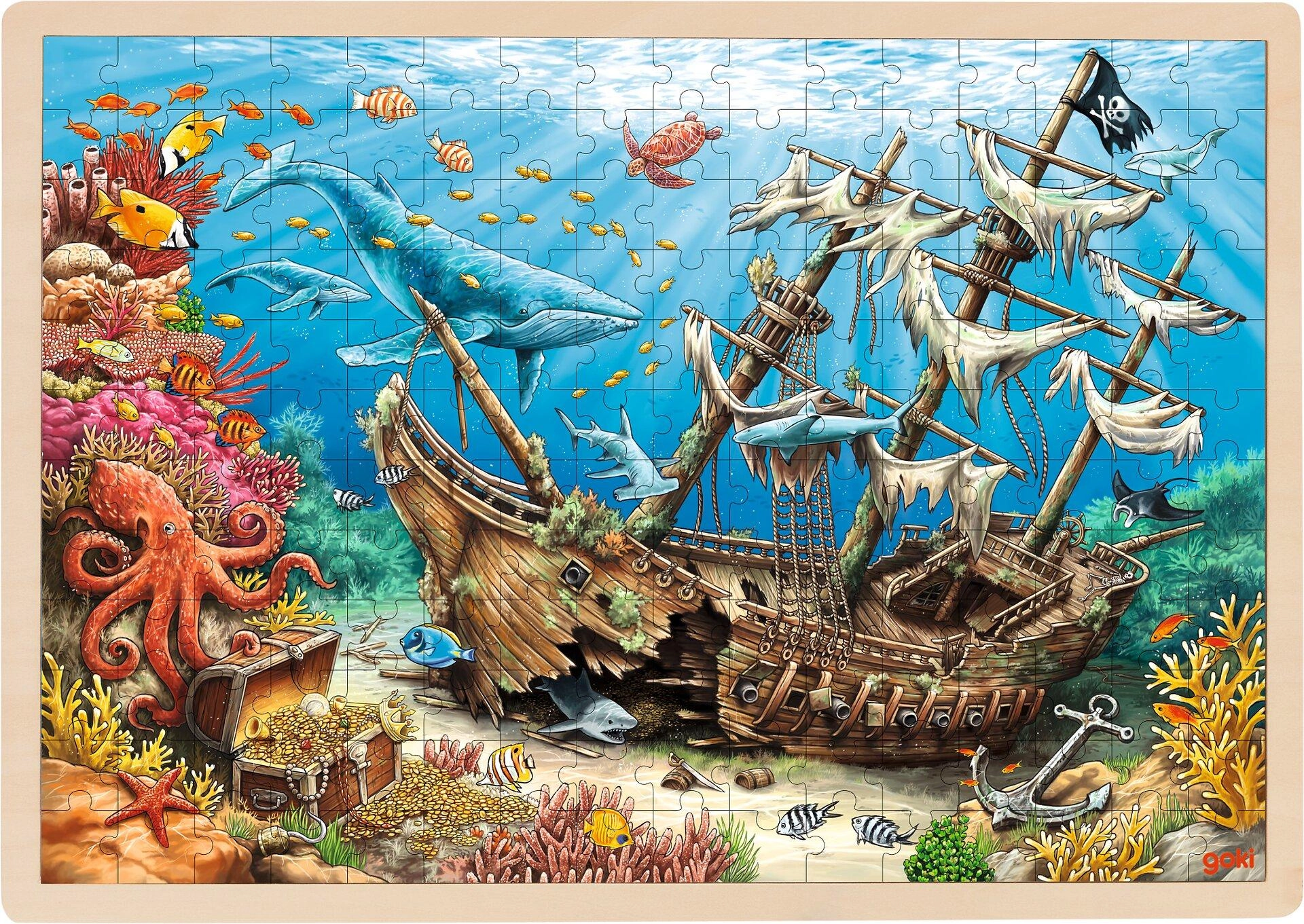 Puzzle na desce - Maxi, Potopená loď, 192 dílků (Goki)