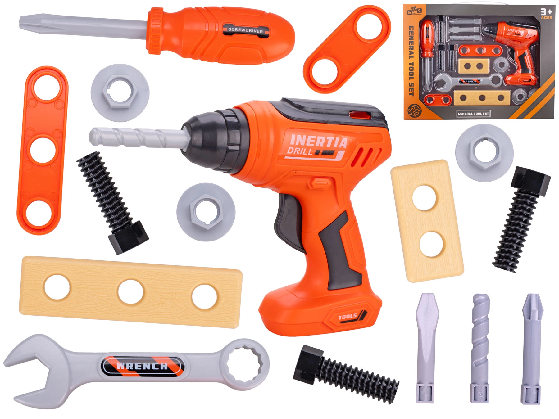 Sada dětského nářadí s vrtačkou, 16 dílů v krabičce