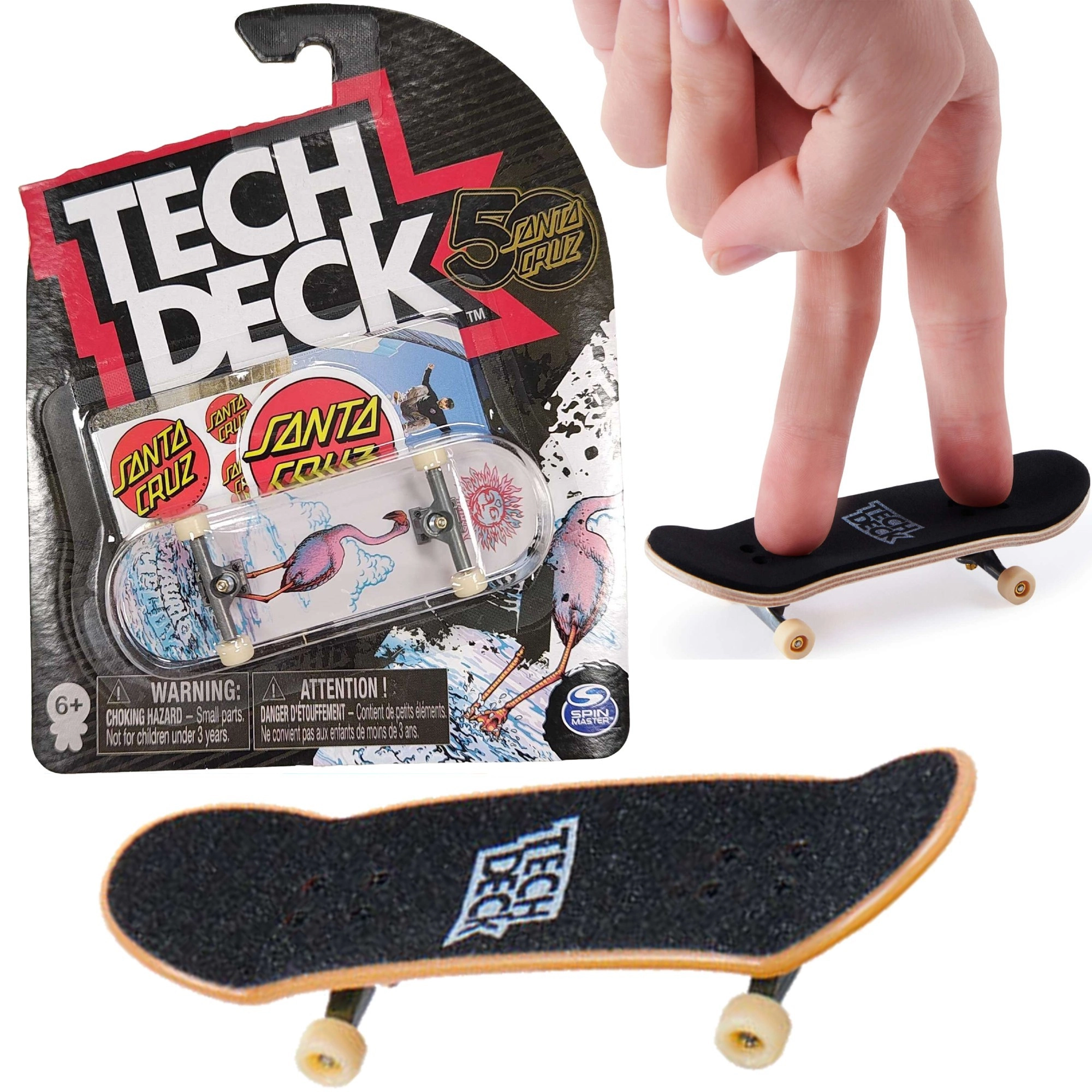 Tech Deck fingerboard SANTA CRUZ Pink Flamingo + samolepky