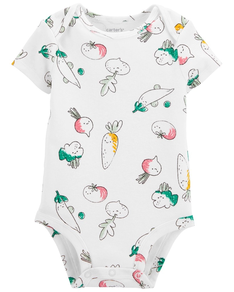 Levně CARTER'S Body krátký rukáv Ivory Vegetables holka