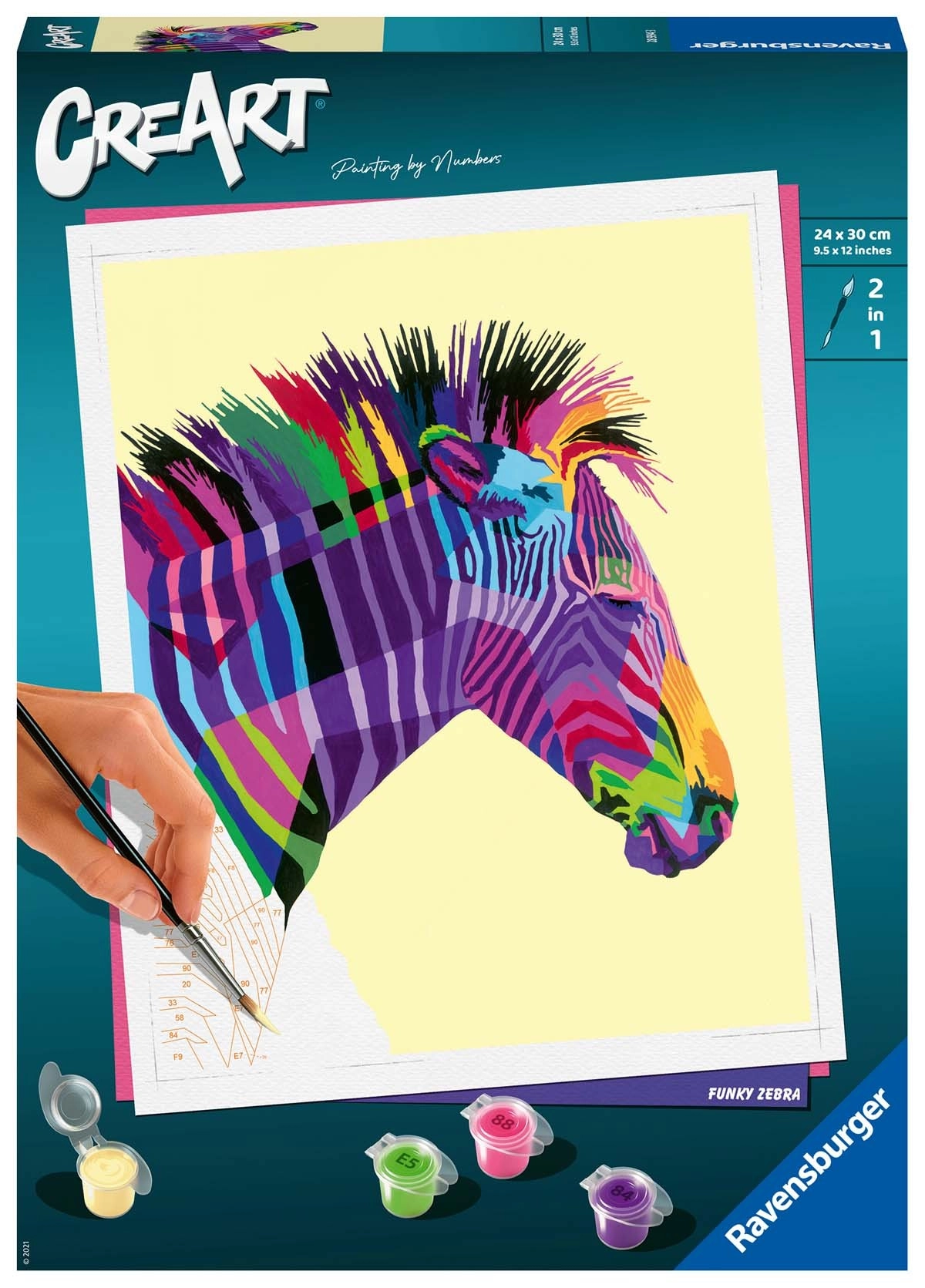 creart: malování podle čísel – funky zebra