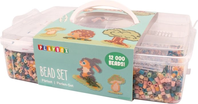 Levně Playbox Zažehlovací korálky v plastovém kufříku, 12000 ks, destička, předlohy - mellow pastel