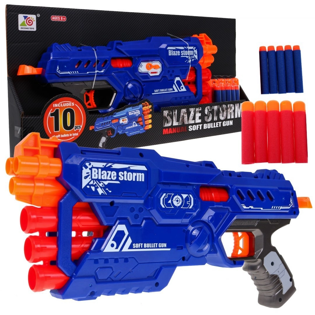 Levně 6hlavňový dětský blaster BLAZE STORM s 10 pěnovými náboji, manuální