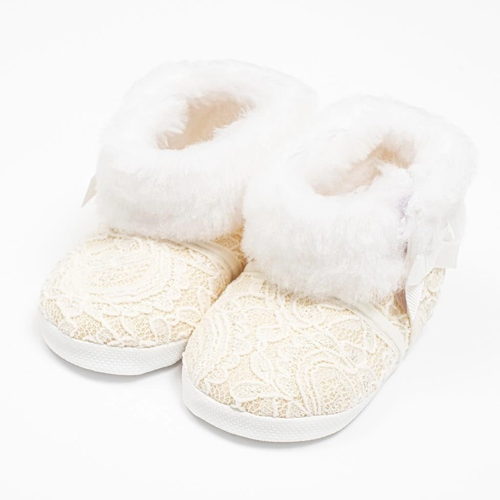 Kojenecké zimní krajkové kozačky New Baby, béžové (0–3 měsíce)