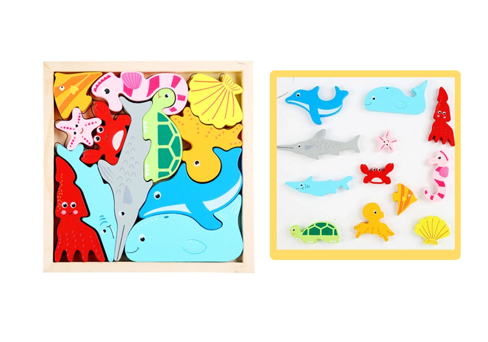 Dřevěné puzzle – mořská zvířata