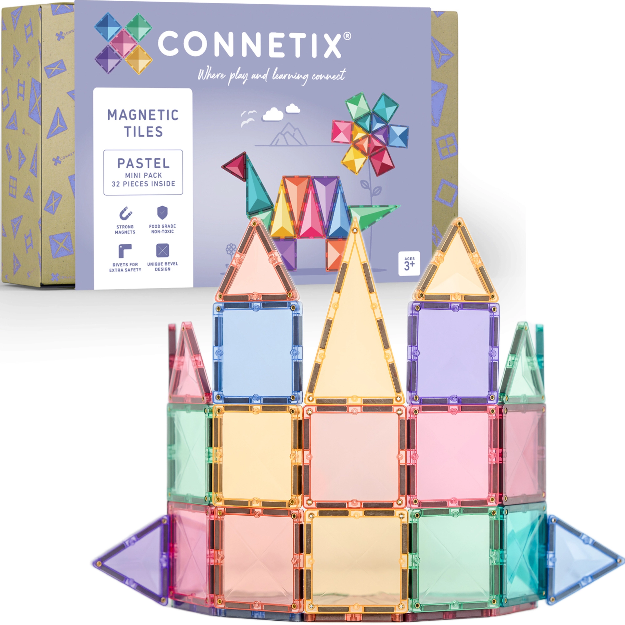 Connetix Pastel Mini Pack magnetické stavebnice 32 dílů