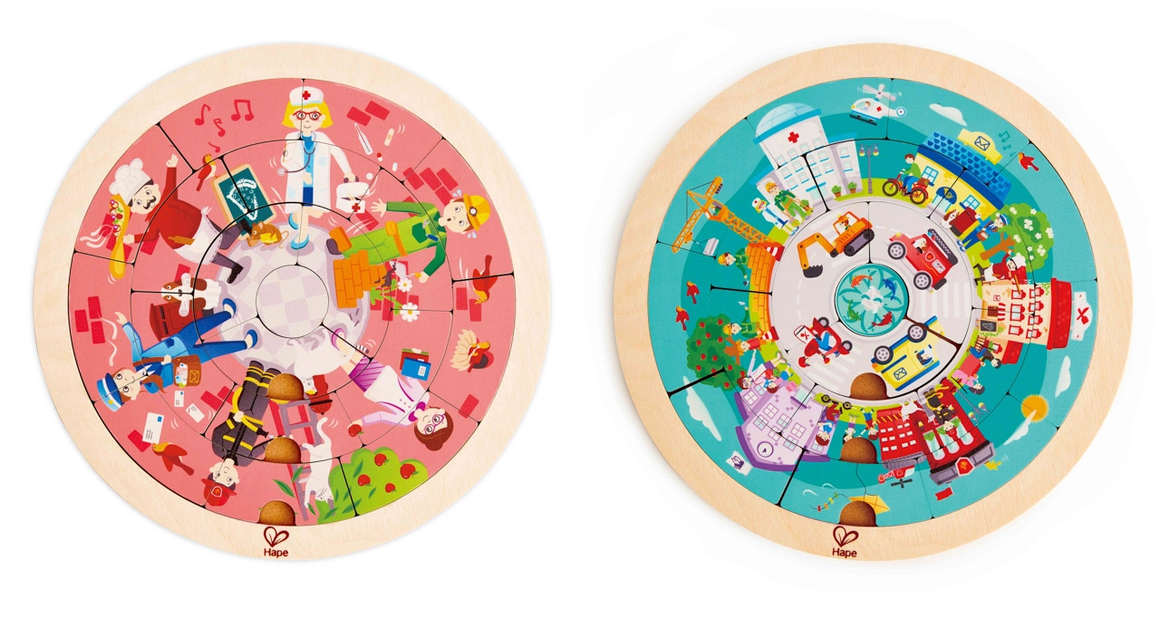 Levně Hape vkládací oboustranné puzzle Povolání