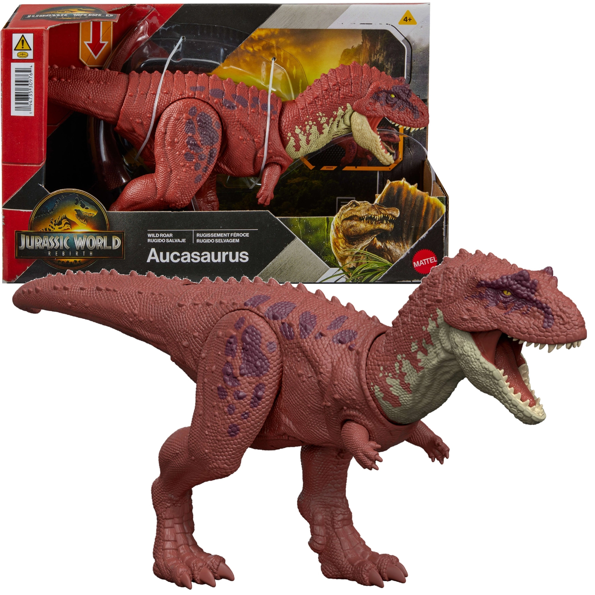 figurka dinosaura jurassic world rebirth aucasaurus 32,5 cm – wild roar od mattel