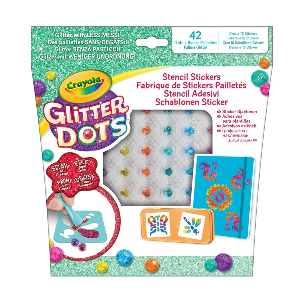 Crayola glitter dots – šablony na samolepky