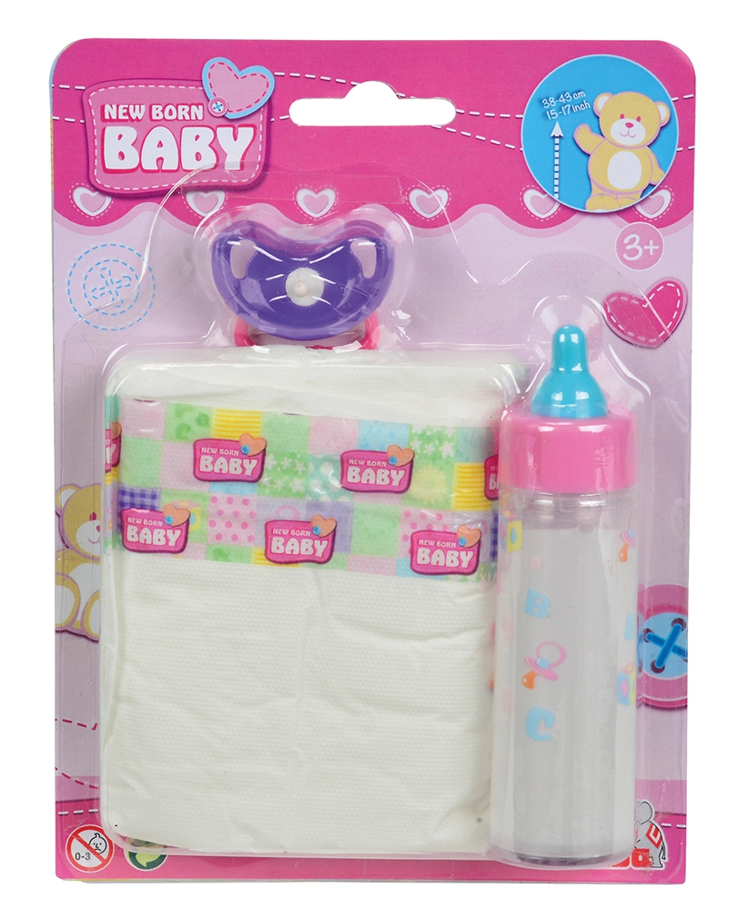 Sada pro miminka New Born Baby - lahvička, dudlík a plena