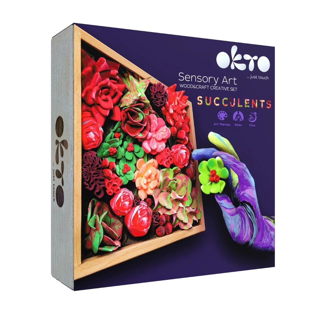 Levně OKTO Passion Výtvarná modelovací sada sukulenty v dřevěném rámu 21x21 cm W034377