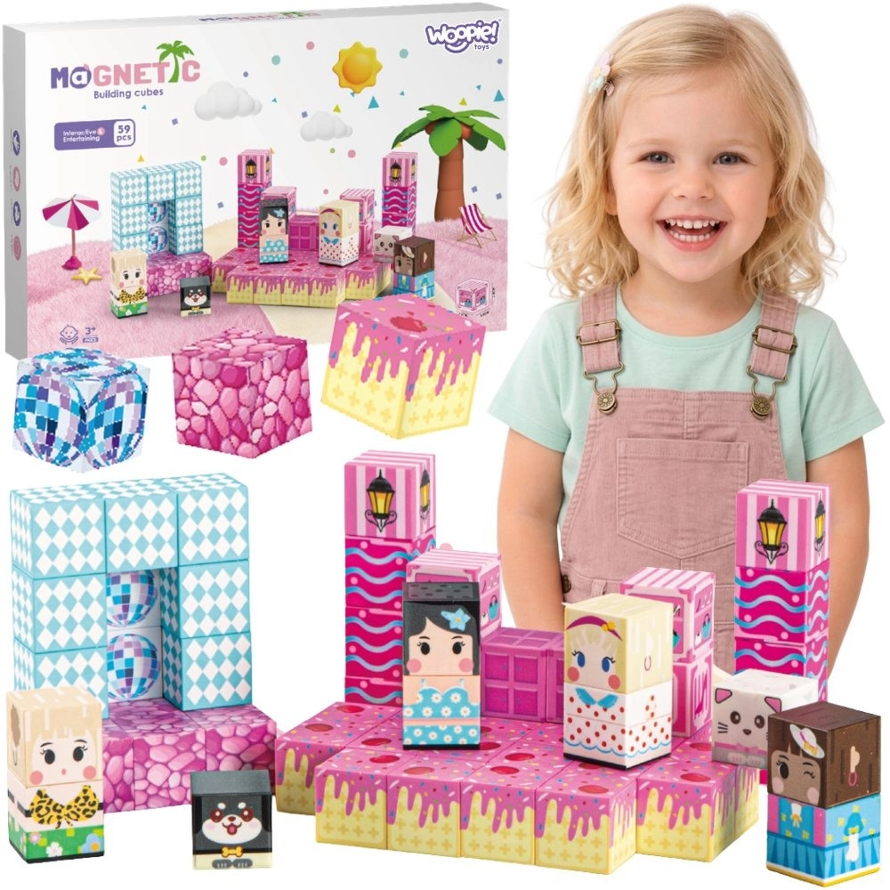 Woopie magnetické kostky – 3D magnetické kostičky 59 ks