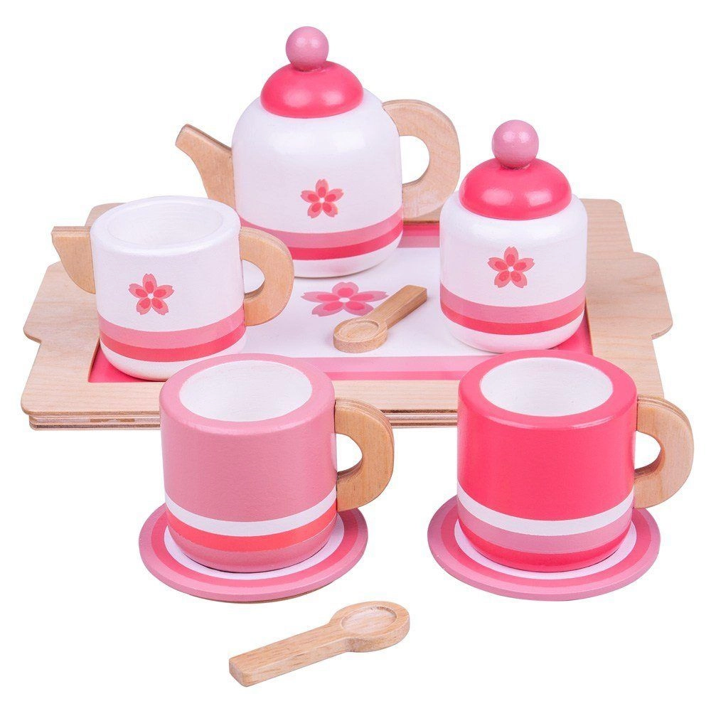 Bigjigs Toys dřevěná čajová sada růžová