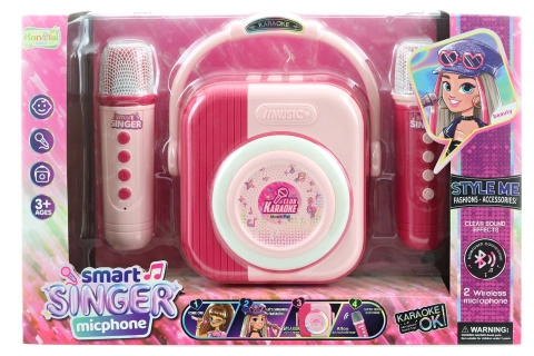 Karaoke sada se 2 bluetooth mikrofony růžová