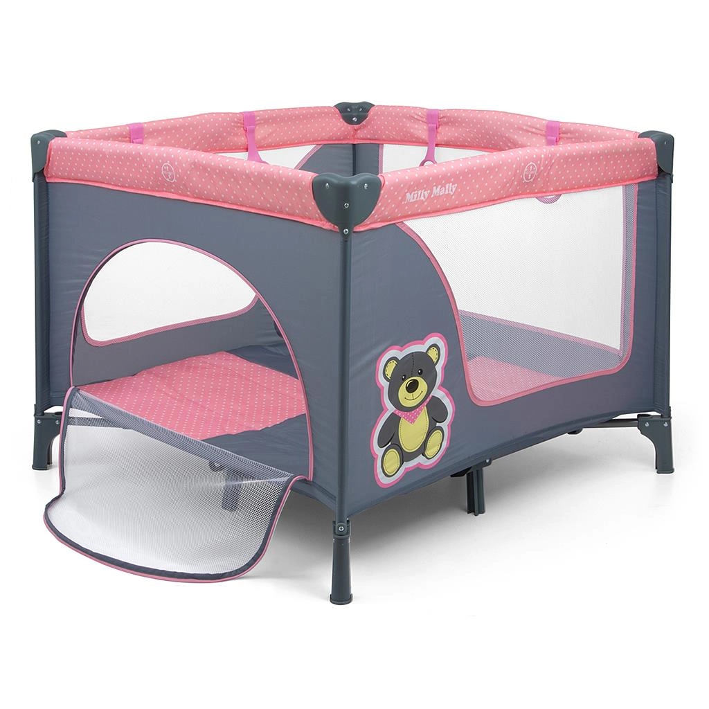 Dětská skládací ohrádka MILLY MALLY Fun Pink Bear