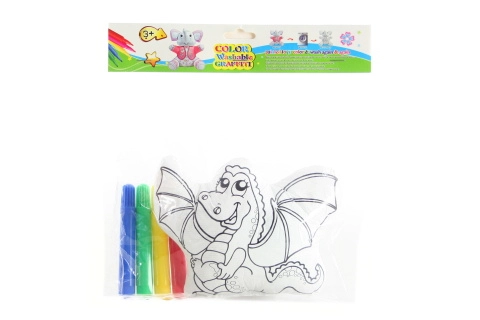 Malovací dráček – vyprat a znovu vybarvit s fixy