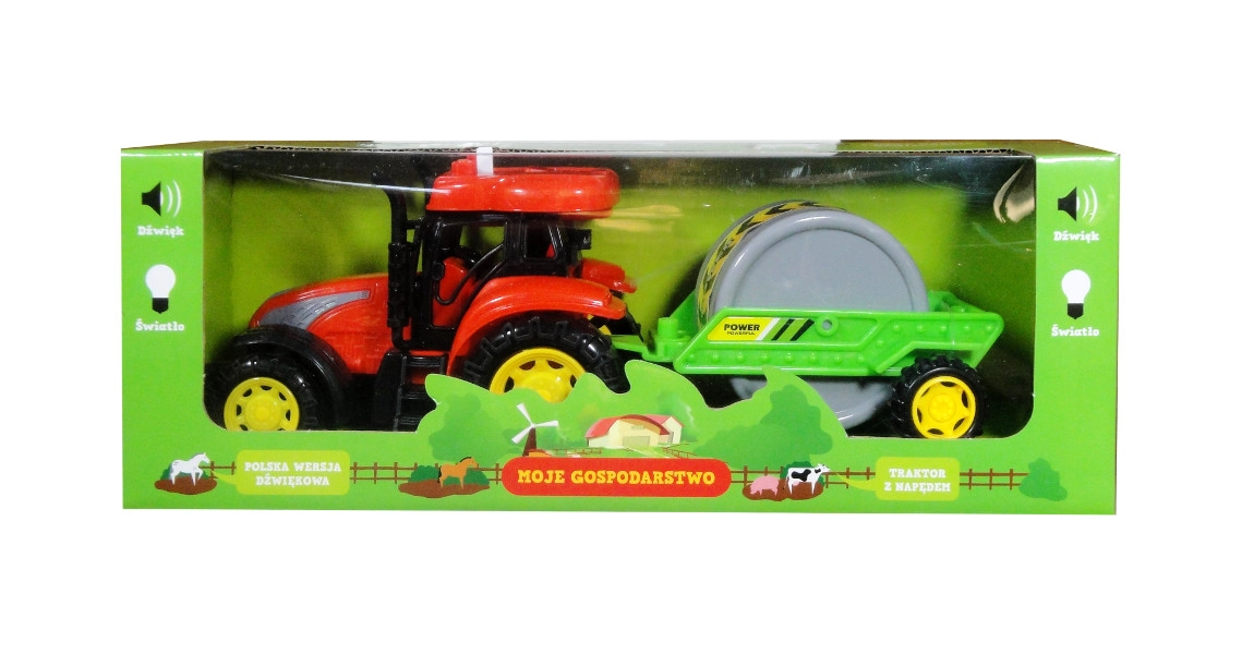 Traktor s přívěsem a polským zvukovým modulem