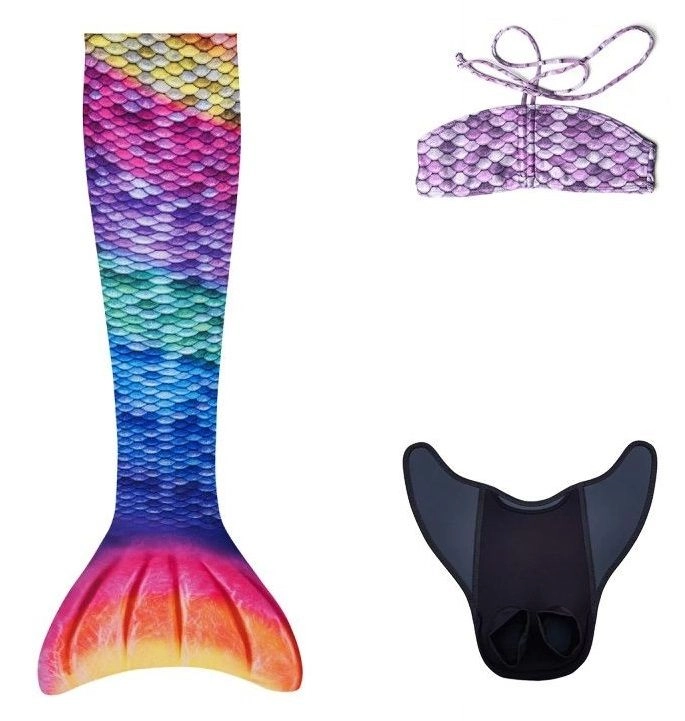 Levně Duhový mořský ocas s monoplavetví AQUARIS + dětské bikini