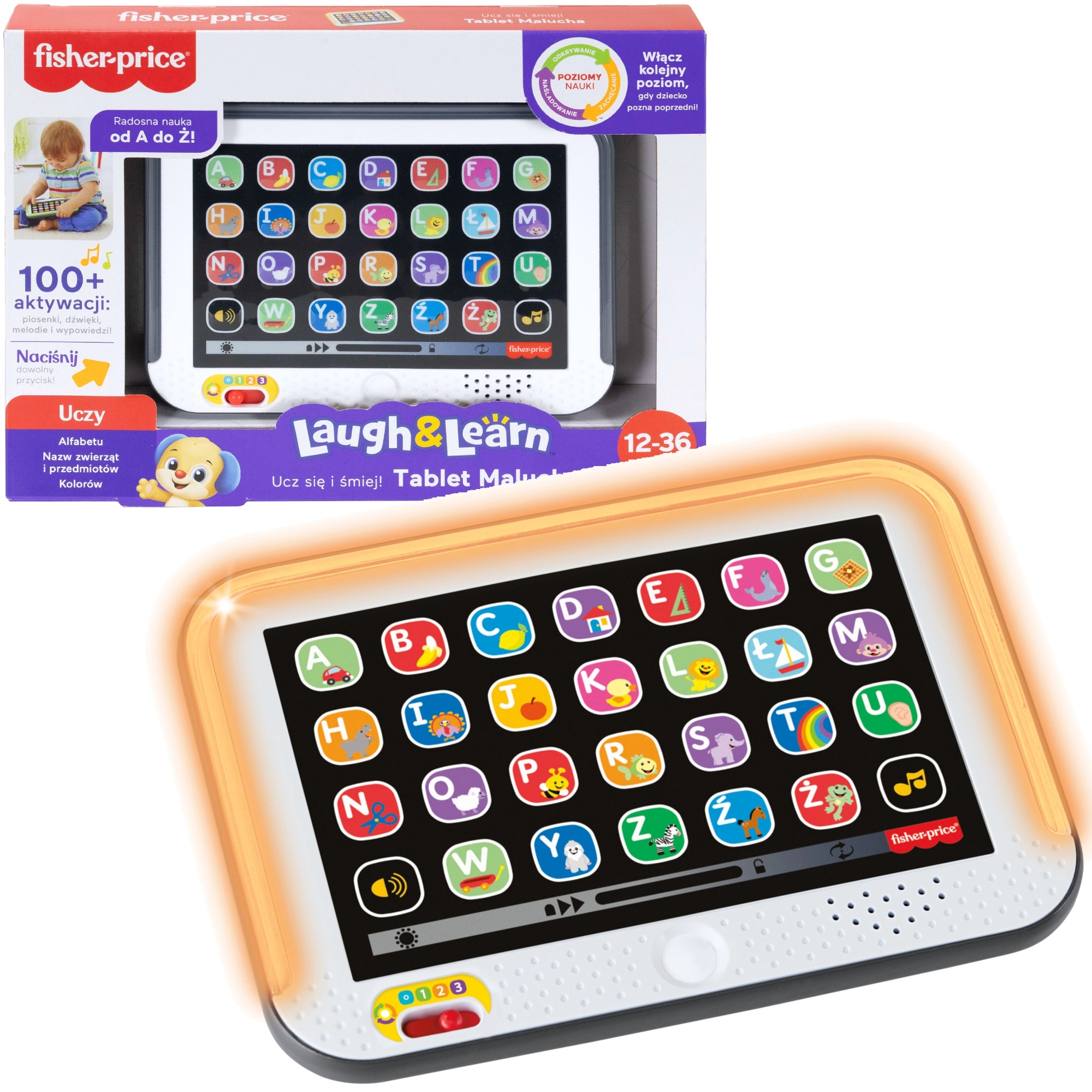 Levně Interaktivní vzdělávací tablet pro nejmenší Fisher-Price s více než 100 zvuky (polsky)