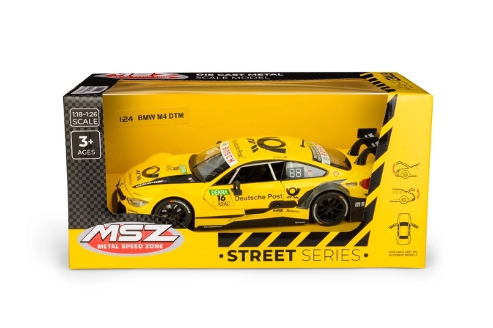 Model auta MSZ BMW M4 DTM žlutý v měřítku 1:24