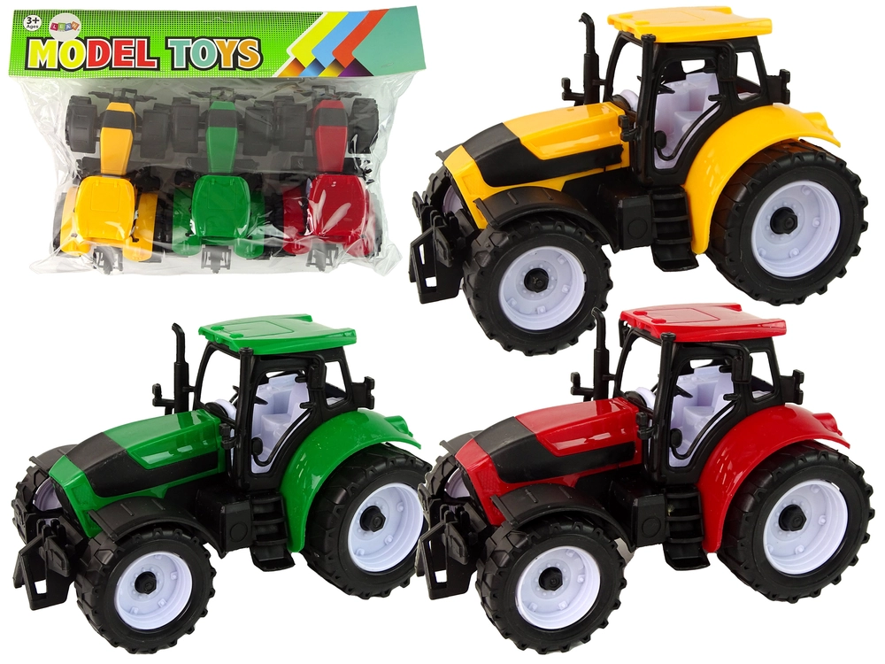 Lean Toys Sada zemědělských traktorů Farma 3 barevné kusy
