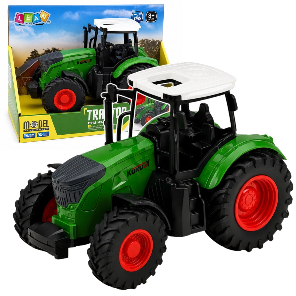 Zemědělský traktor 1:24 s gumovými koly zeleno-bílý