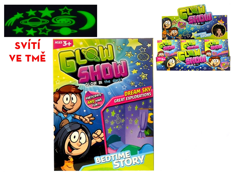 Svítící hvězdičky na zeď a strop – sada 15 ks