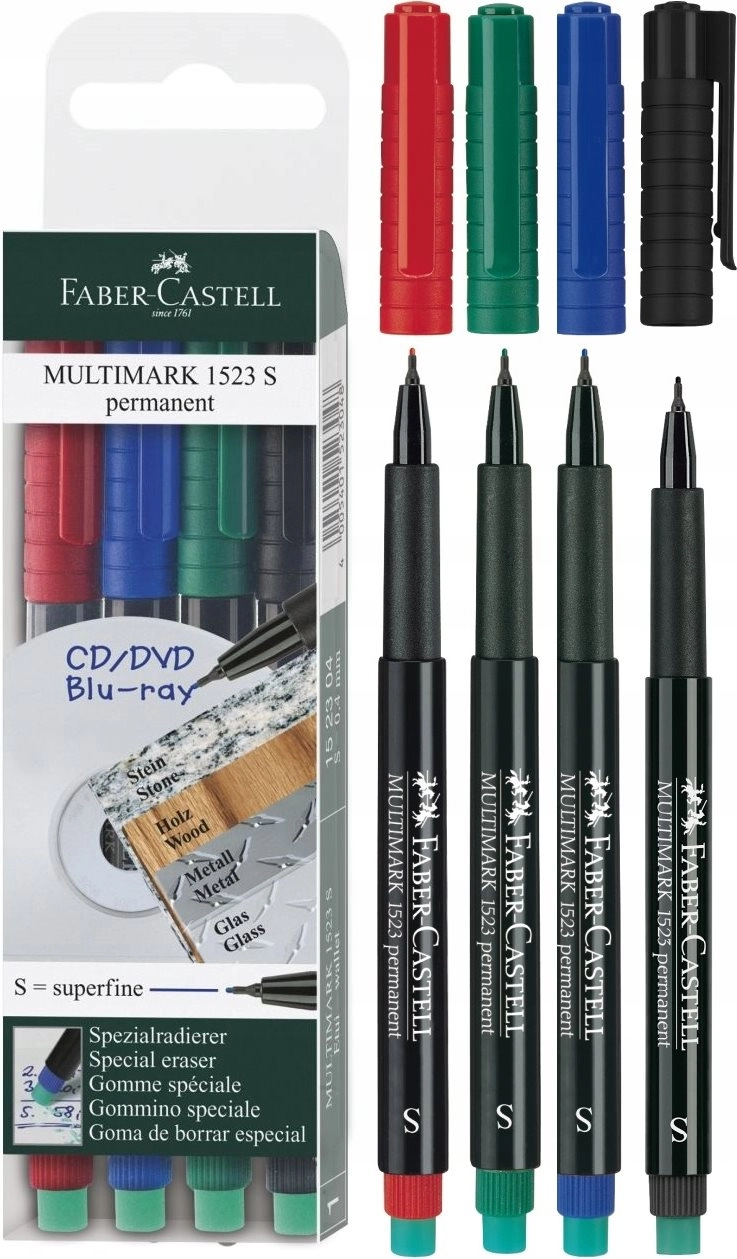 Permanentní popisovač Faber-Castell 1523 S 4 barvy Faber-Castell