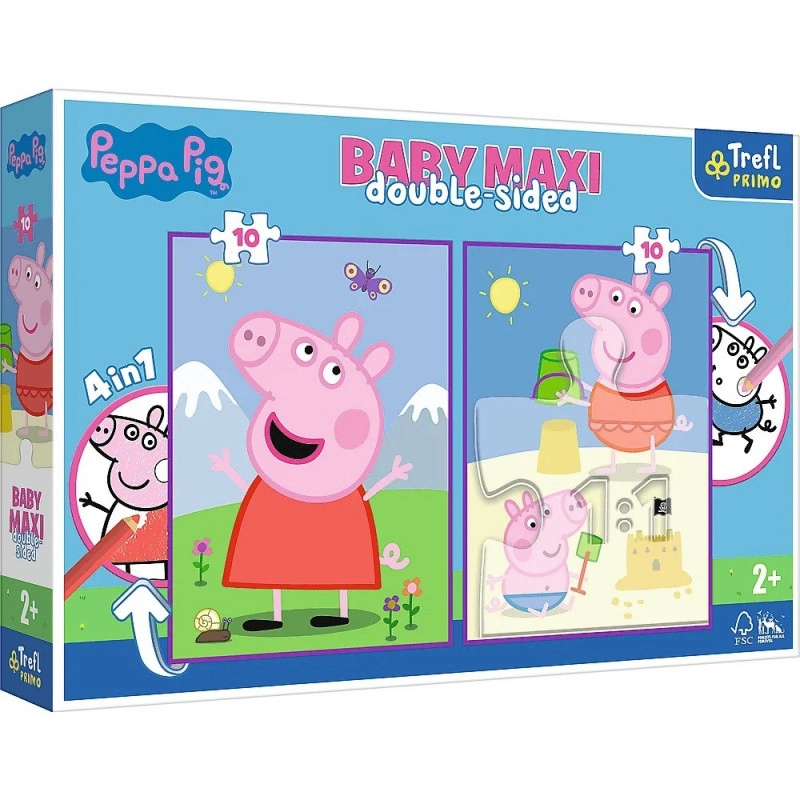 Levně TREFL Oboustranné Prasátko Peppa: Dobrý den BABY MAXI 2x10 dílků