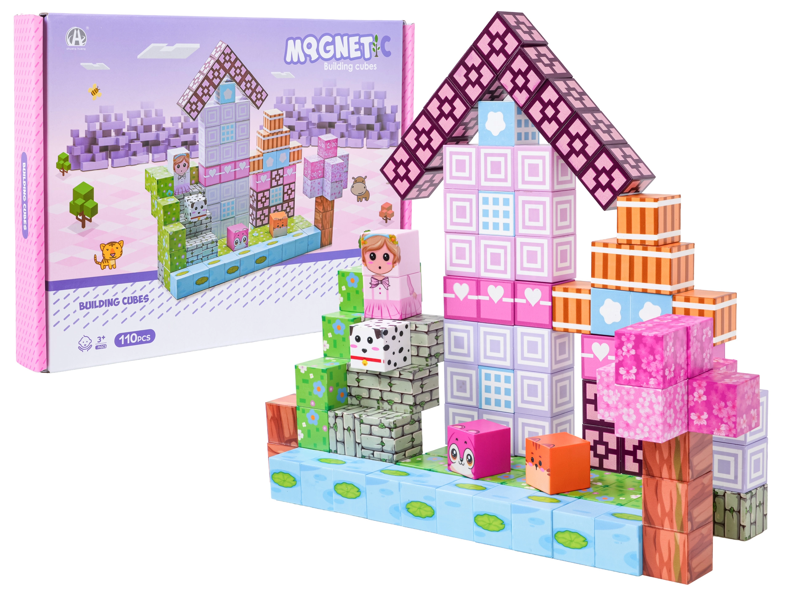 magnetické stavební kostky 3D, 110 dílů