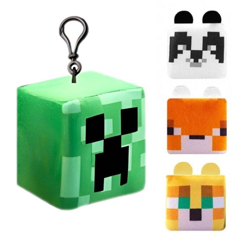 Minecraft plyšová kostka – přívěsek s klipem