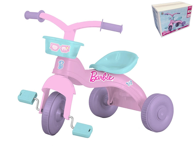 Růžová dětská tříkolka BARBIE s předním košíkem