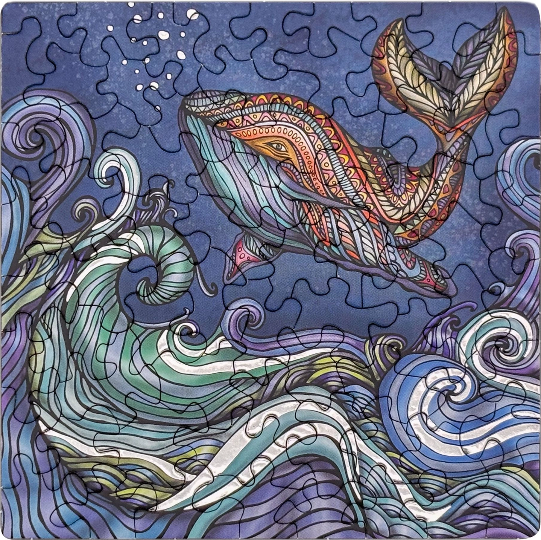 Čtvercové puzzle Q Silver Velryba 72 dílků