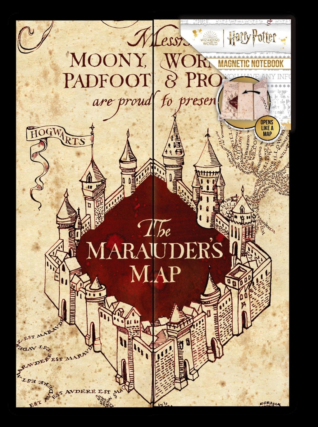 CurePink Magnetický A5 blok Harry Potter Pobertův plánek 14,8 x 21 cm BSSBS145056HP