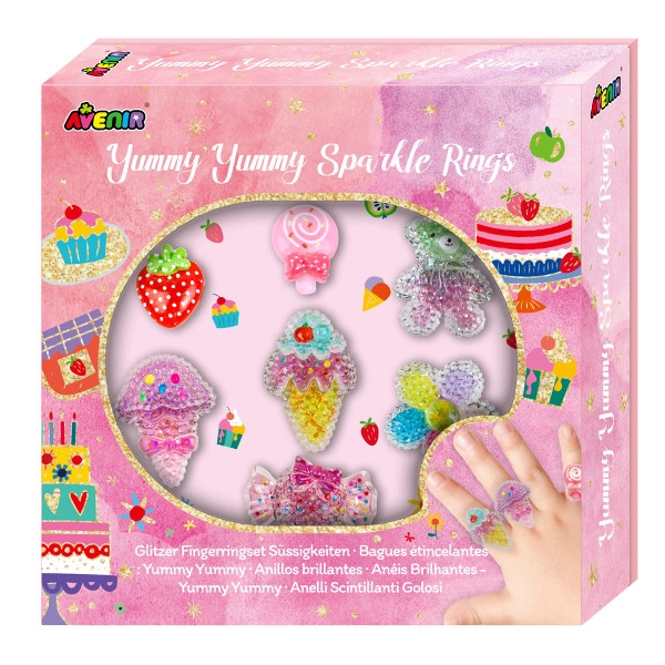 Třpytivé prstýnky Smakołyki – sada 7 ks