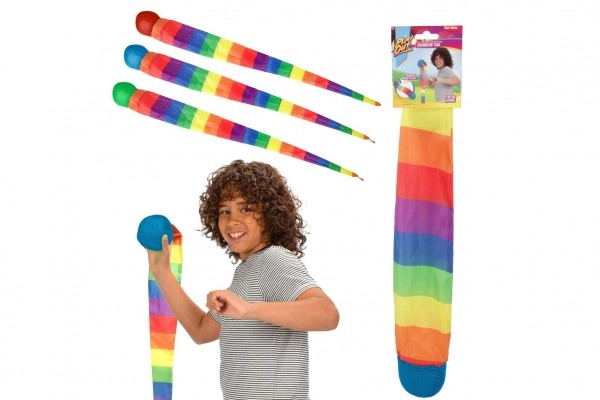 Míček s duhovým látkovým ocáskem 100 cm na kartě