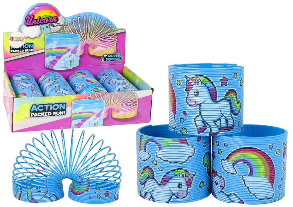 LEAN Toys Ikonické modré jednorožčí relaxační pružina 6CM