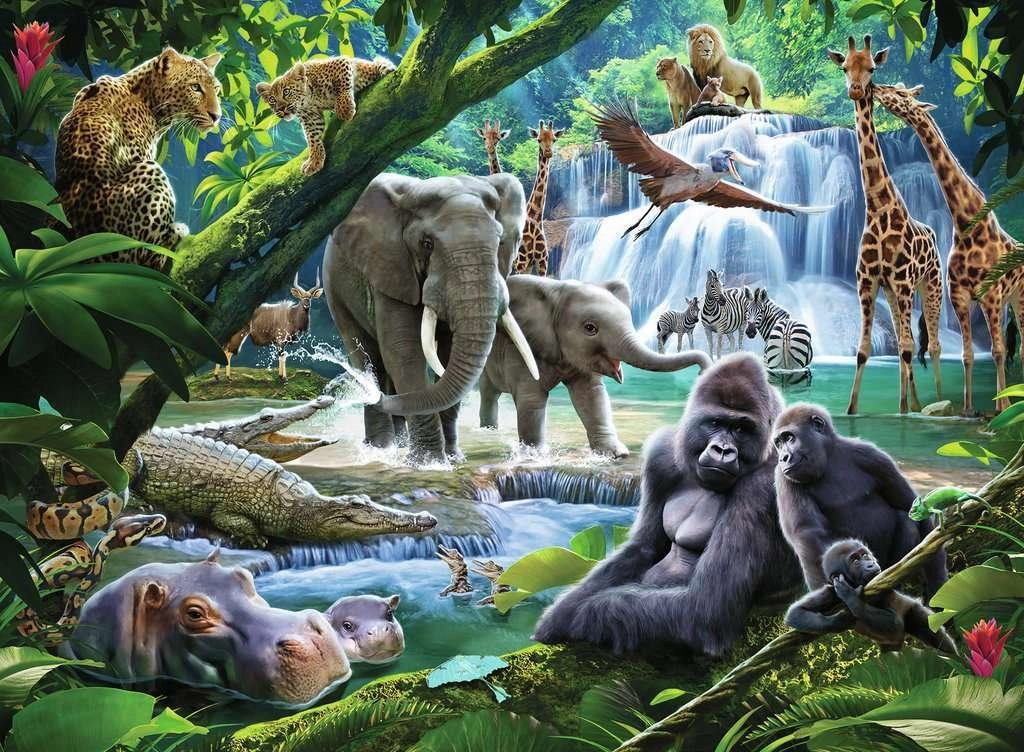 Levně Puzzle Zvířata z džungle XXL 100 dílků
